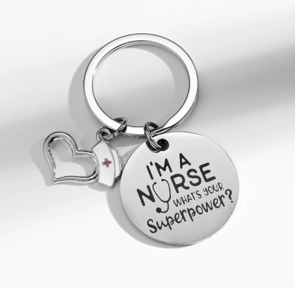 3/$25 I'm A Nurse Whats Your Superpower Stainless Steel Keychain NEW